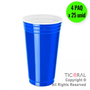 Vaso americano azul 300 cc Copobras (4 paq x 25 unidades)